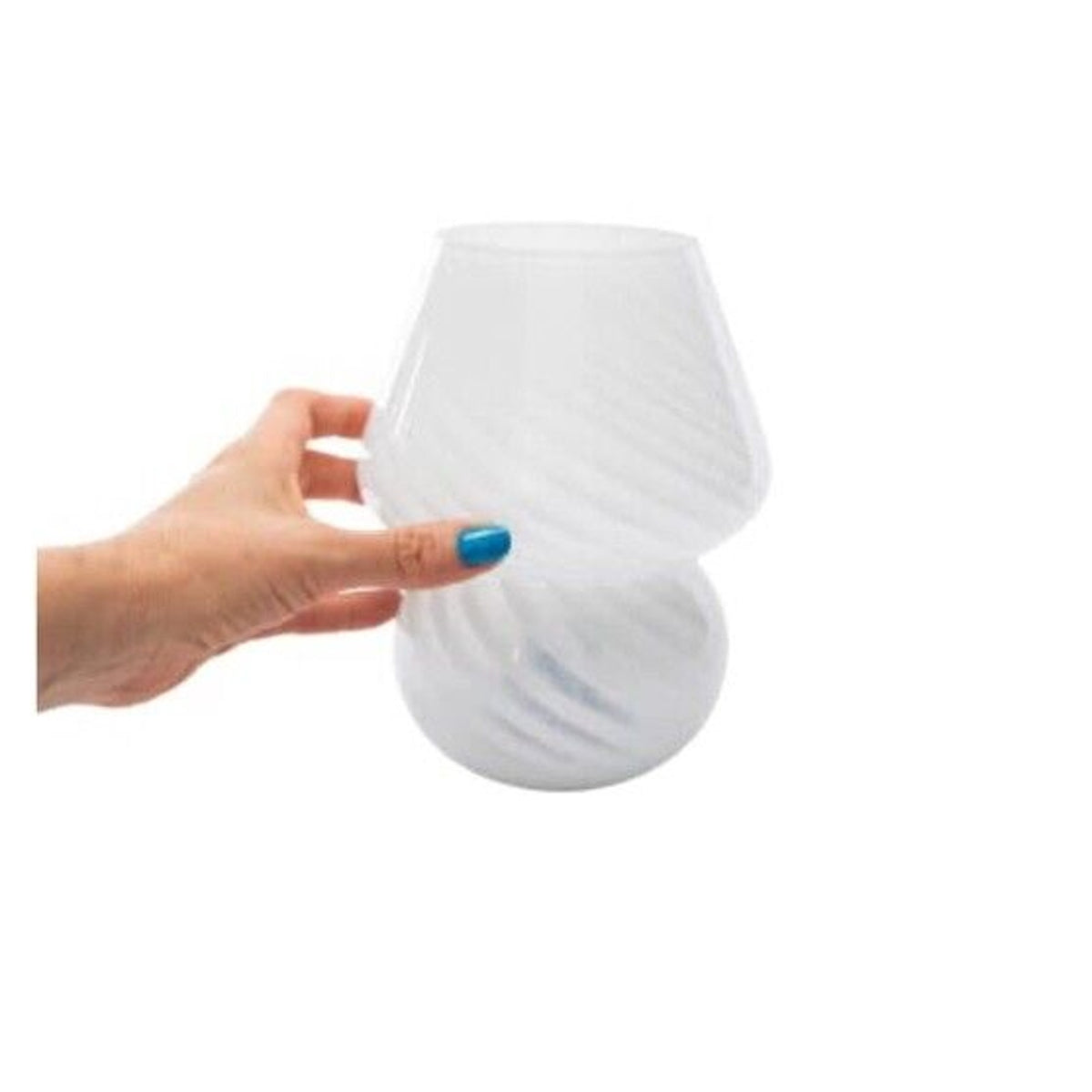 🔥White Striped Mushroom Shaped Glass Lamp 5.62 x 7.8 BNWT🔥