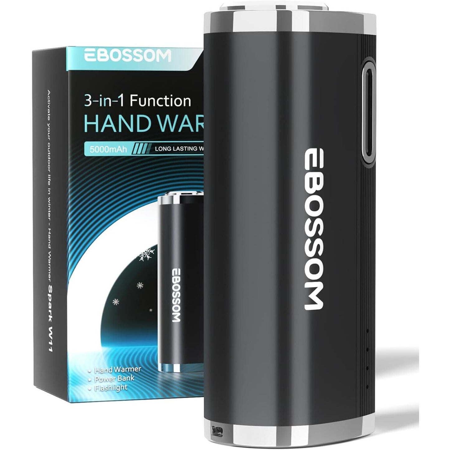 🔥3 In 1 Electric Hand Warmer 5000Mah Power Bank Flashlight Rechargeable NWT💥