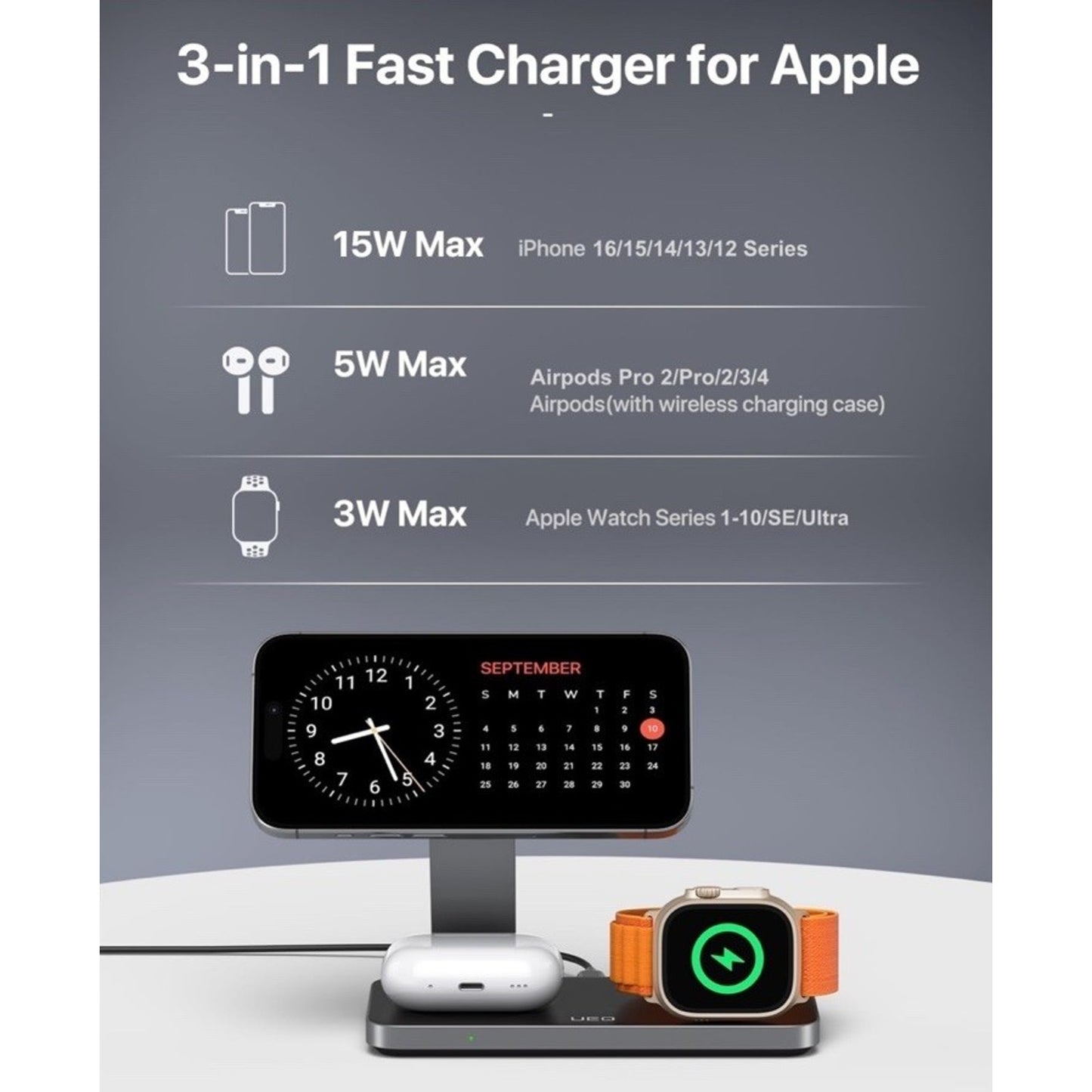 🔥3-in-1 MagSafe Wireless Charging Station for iPhone Apple Watch AirPods NWT🔥