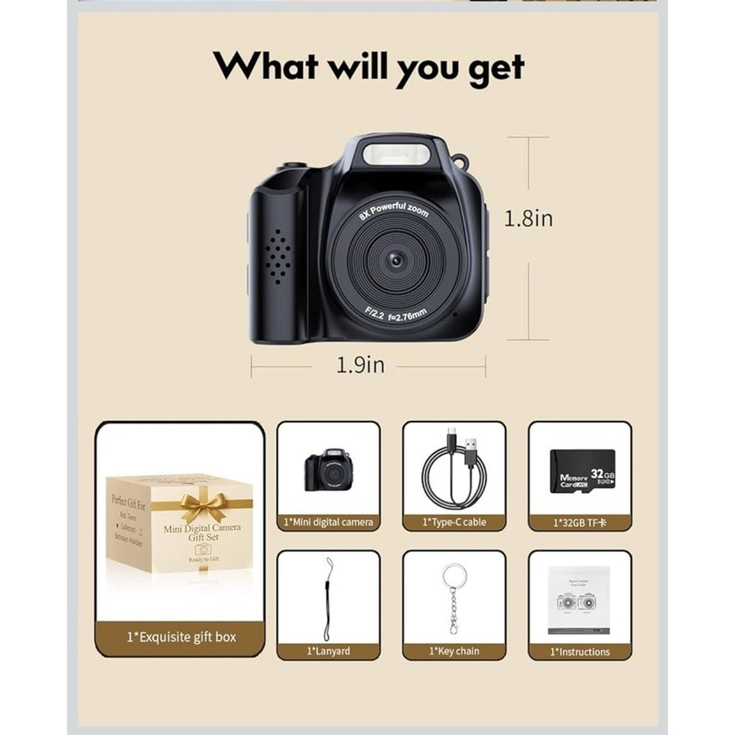 🔥FLATIC Mini Keychain Camera –4K Digital Tiny Camera with 32GB Card BNWT🔥