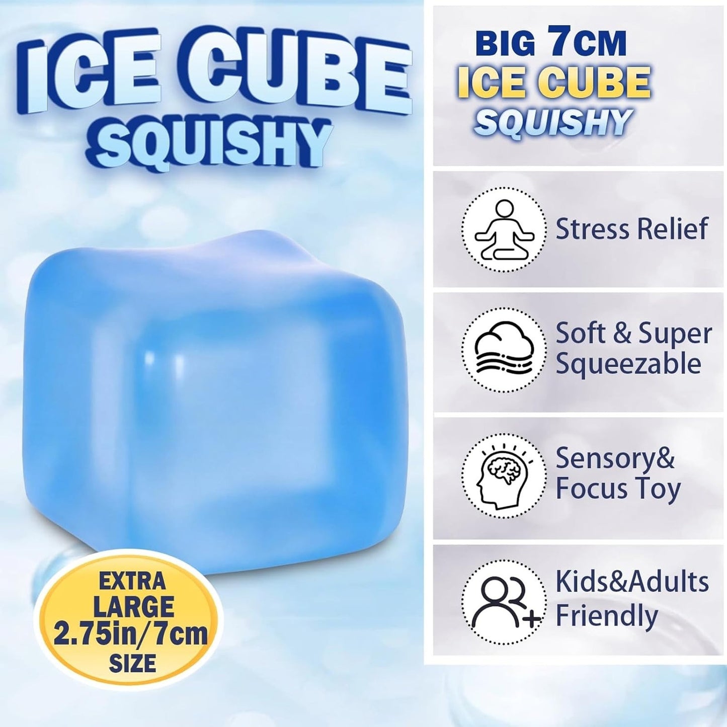 🔥Large Squishy Stress Cube for Adults Fidget Toy Blue BNWT🔥
