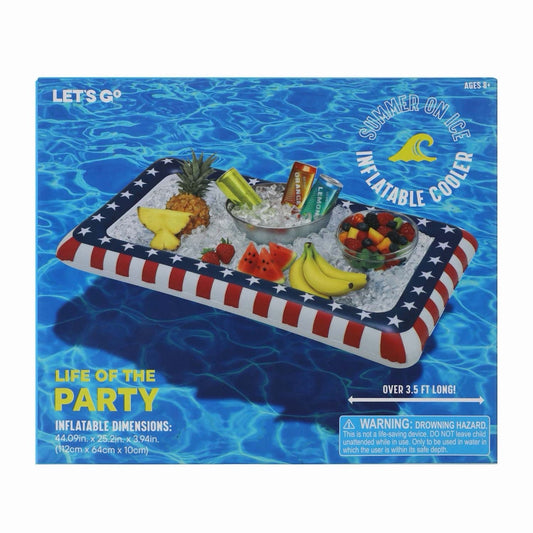 🔥Patriotic Inflatable Cooler Red White Blue 44in x 25.2in x 3.9in BNWT🔥