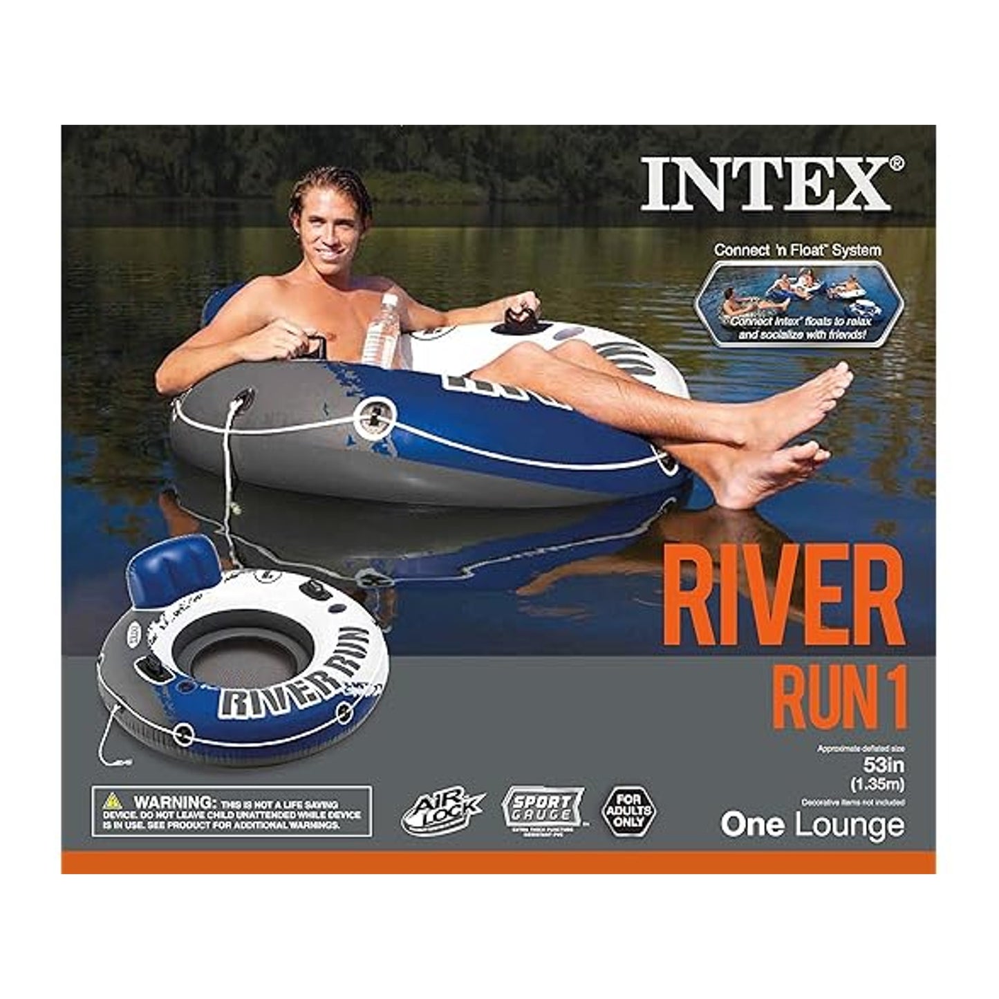 🔥INTEX 58825EP River Run 1 Inflatable Floating Lounge Float Blue BNWT🔥