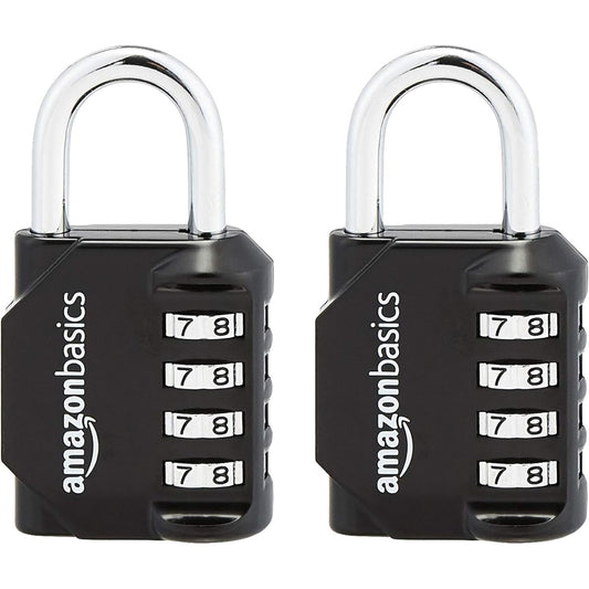 🔥Secure 4-Digit Combination Lock 2-Pack in Black & Silver Keyless Convenience🔥