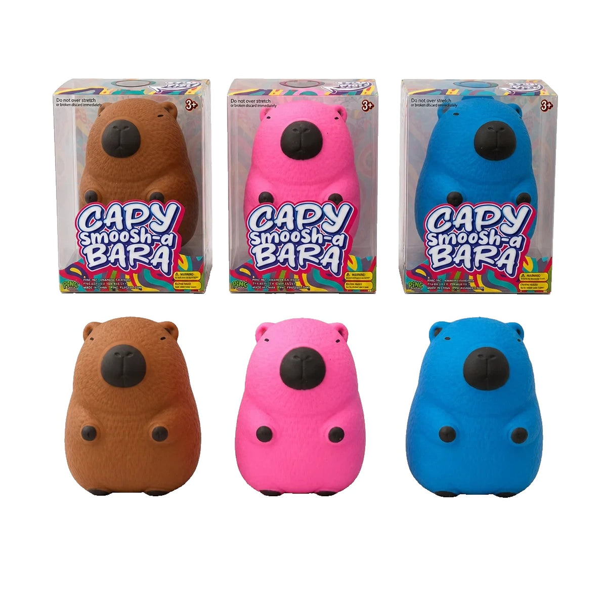 🔥Capy Smoosh-a Bara Pink Capybara BLUE Squeeze Squishy Toy BNWT🔥
