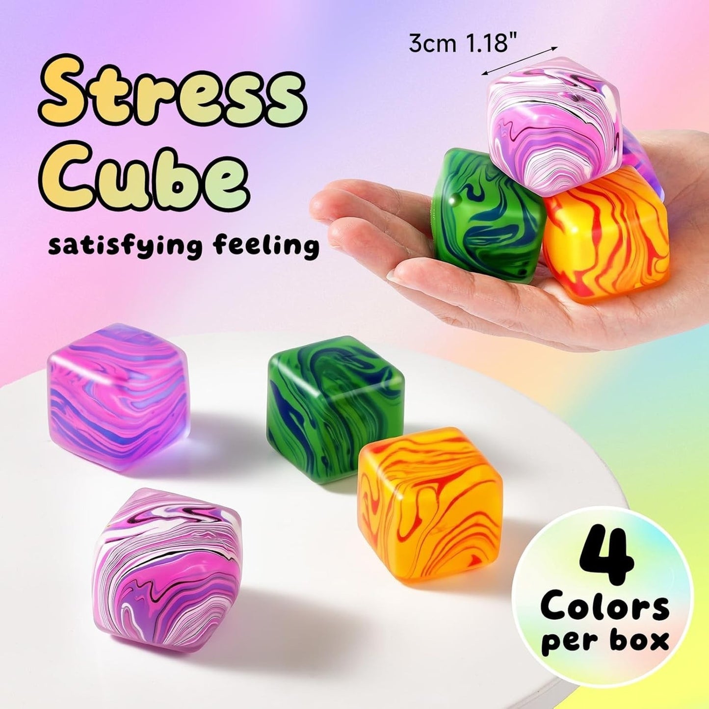🔥4pk Squishy Fidget Toys Stress Cube Squishies Slow Rising Stress Cubes BNWT🔥