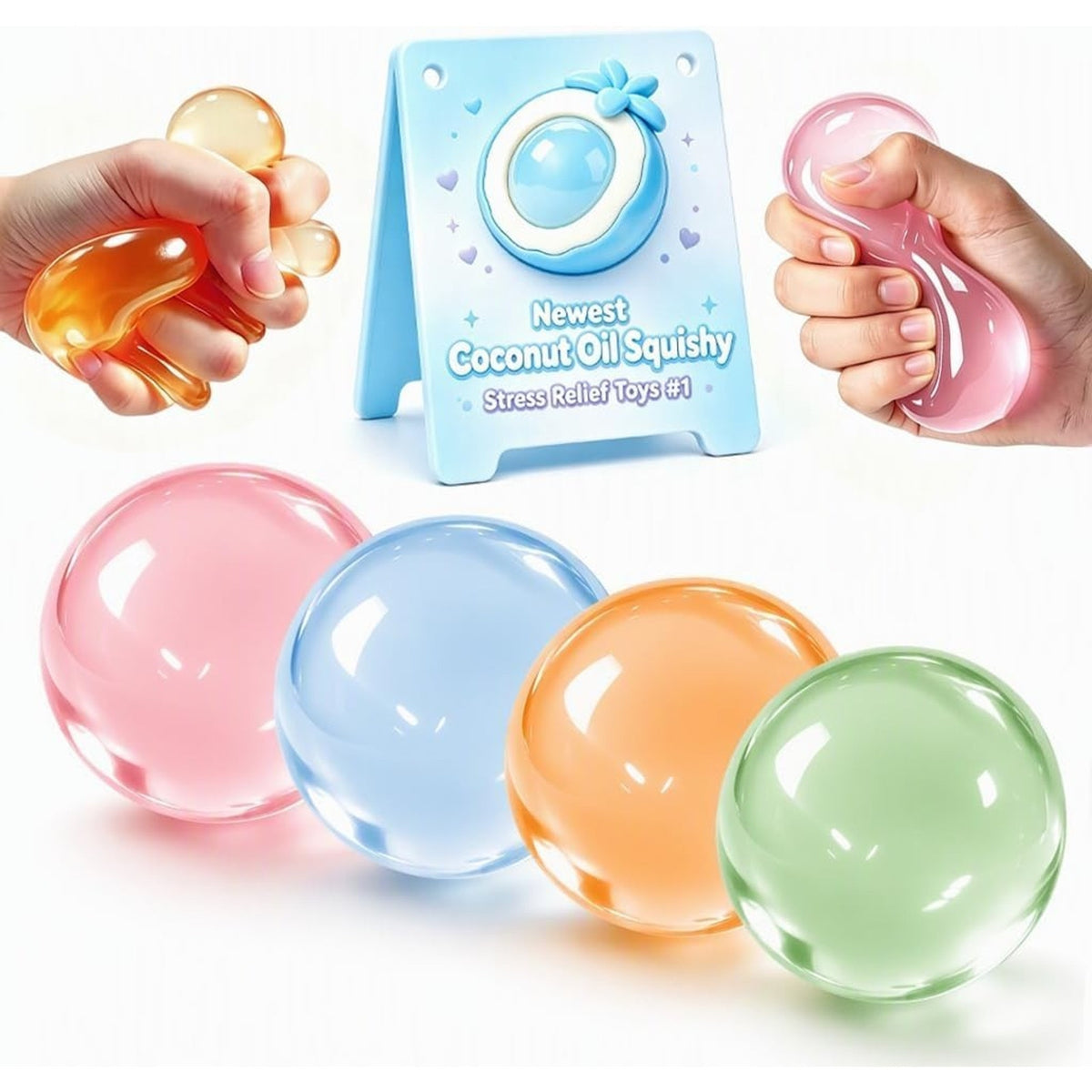 🔥Coconut Oil Squishy Stress Ball Soft Sensory Fidget & Squeeze Toy PINK BNWT🔥