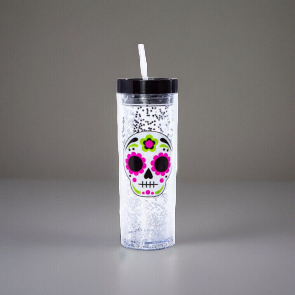 🔥Day Of The Dead Sugar Skull Glitter Tumbler 24oz BNWT🔥