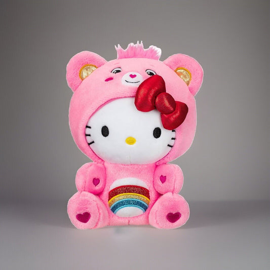 🔥Care Bears Hello Kitty Dressed As Cheer Bear 9”Plush BNWT🔥