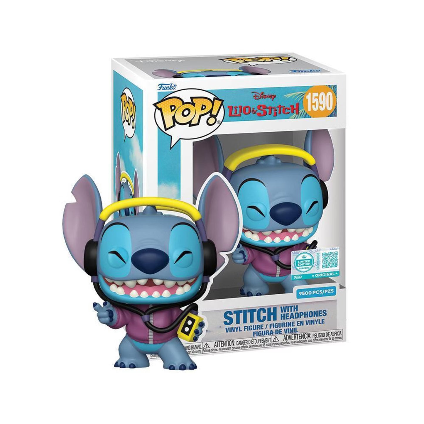 🔥Funko Pop! Disney Stitch With Headphones #1590 LE 9500 Pieces Exclusive BNWT🔥