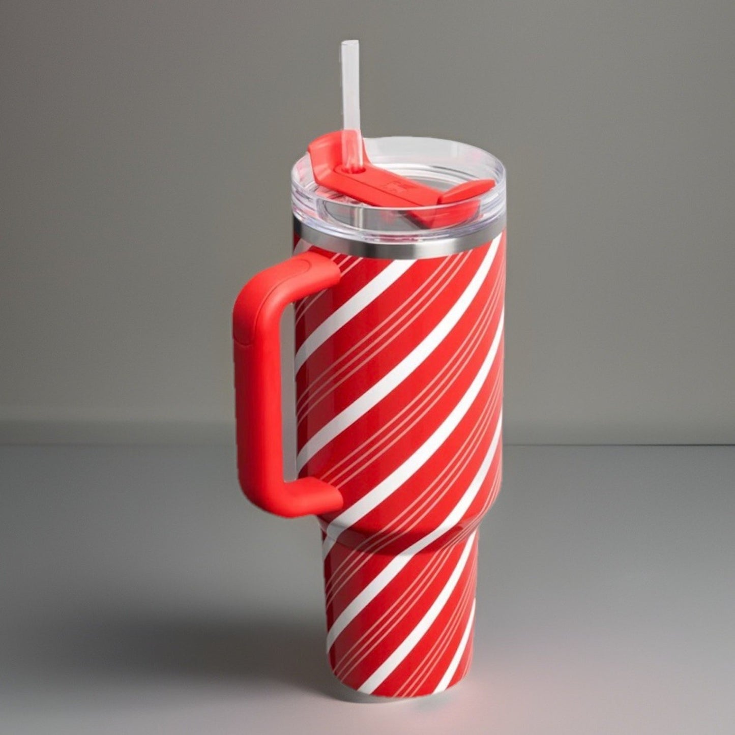 🔥Stanley 40 oz Stainless Steel H2.0 FlowState Quencher Tumbler Candy Cane Twist