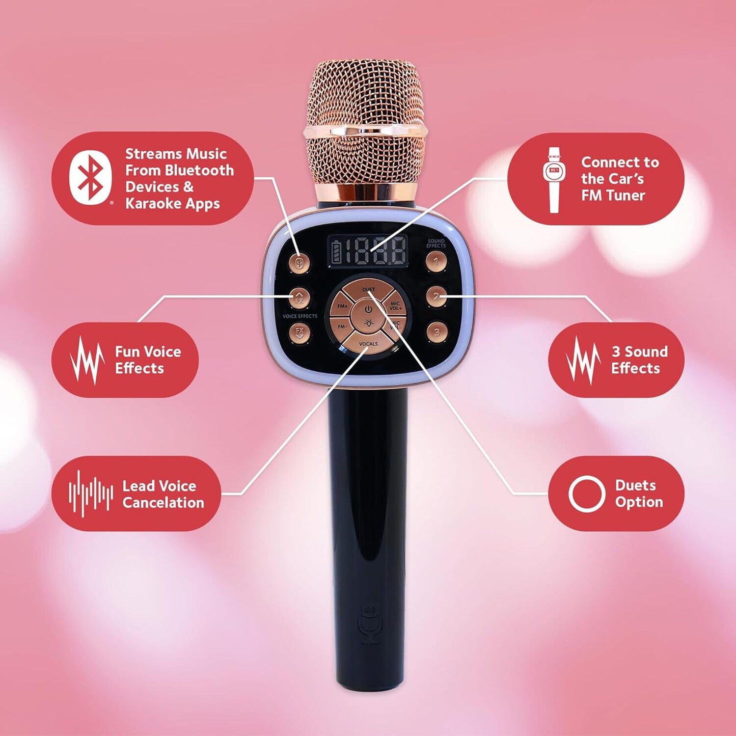 🔥Singing Machine Carpool Karaoke Mic 2.0 Rose Gold BNIB🔥