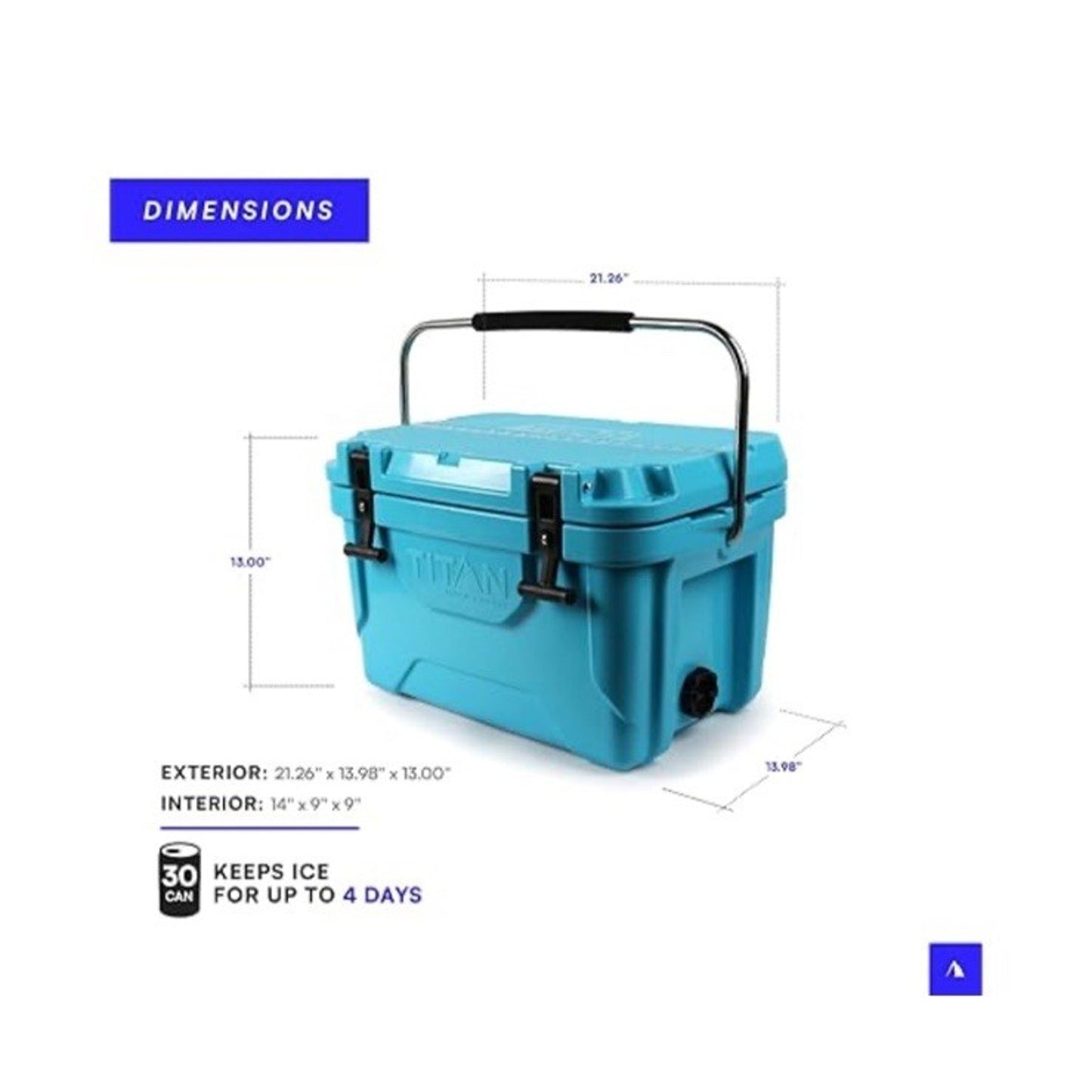 🔥Titan Hard Ice Chest Cooler with Microban Protection - 20 Quarts (30 Can)🔥