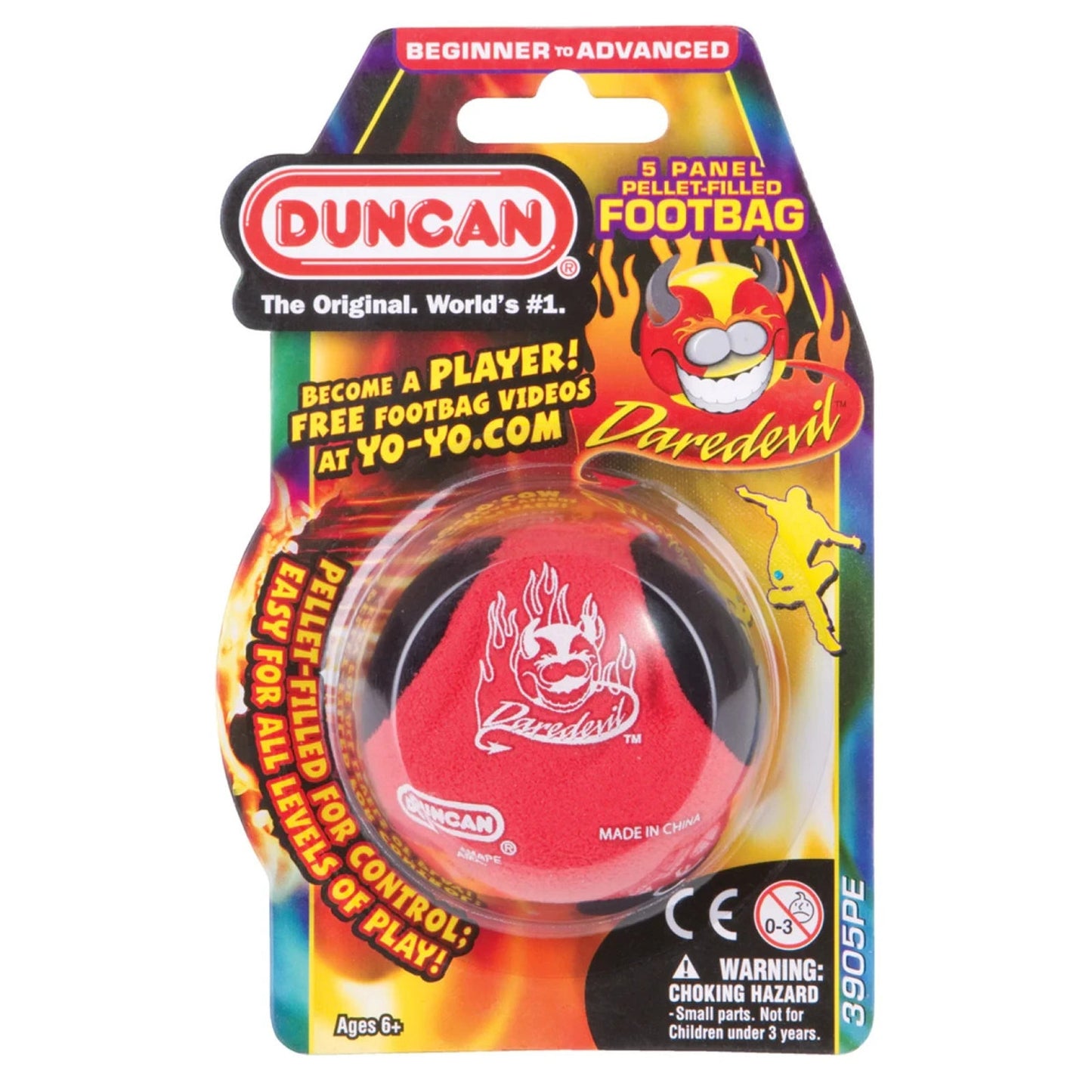 🔥DUNCAN Daredevil 5-Panel Pellet Filled Footbag RED/BLACK BNWT🔥
