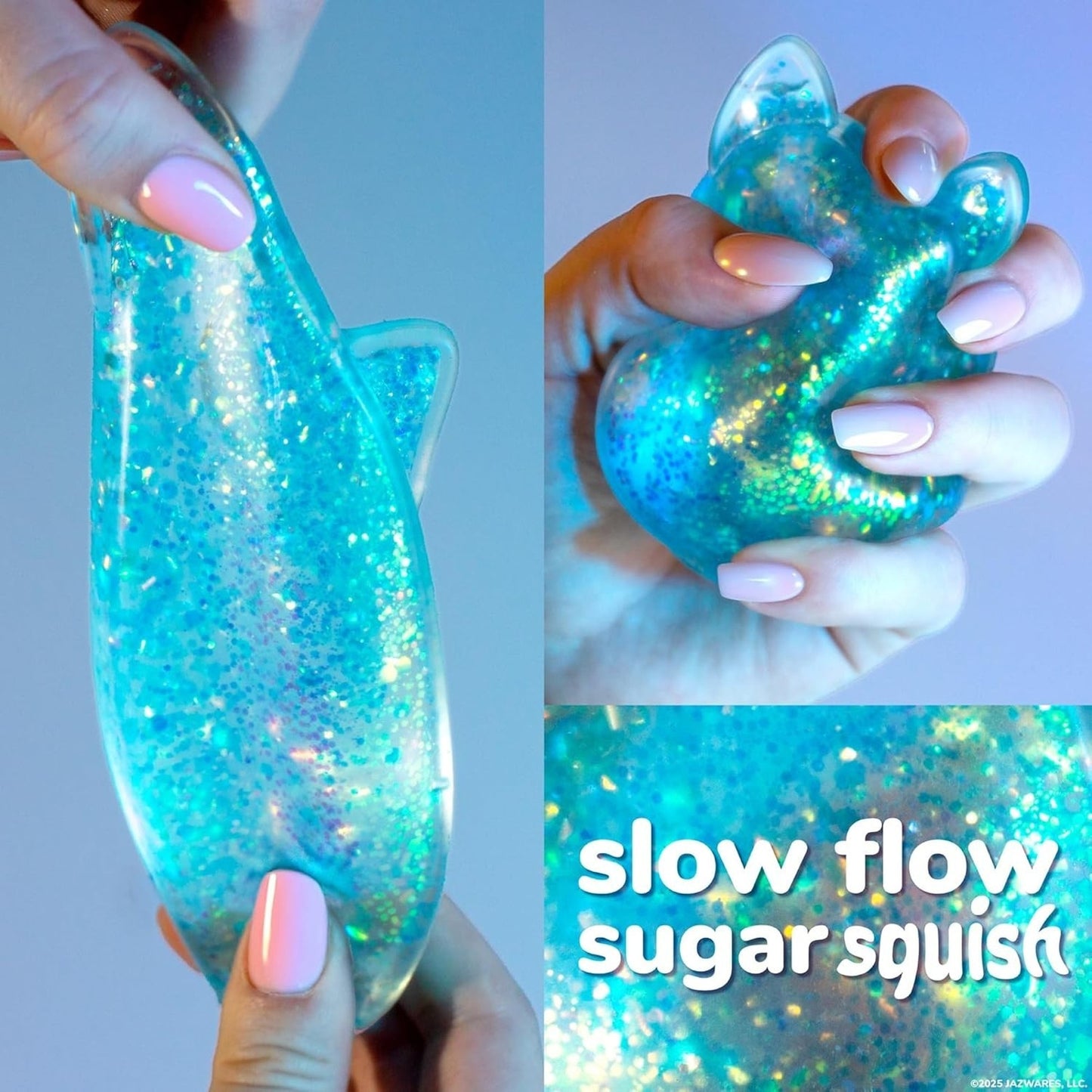 🔥Original Squishmallows SLIMYGLOOP Gelli Gels Glitter Slow Small Blue BNWT🔥